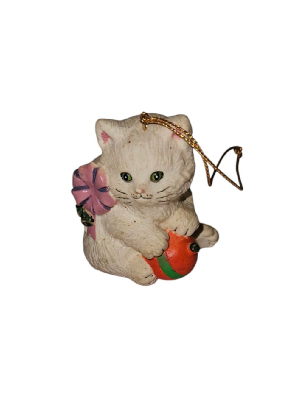 Vintage Tom Wat Exclusive Design 1989 2 Kitty Cat Hanging Christmas Ornament